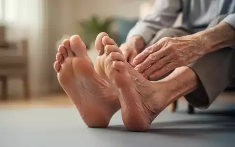 Nahaufnahme der Füße einer älteren Person bei einer leichten Dehnübung, symbolisiert Fußgesundheit im Alter. - Foto: über boerse-global.de