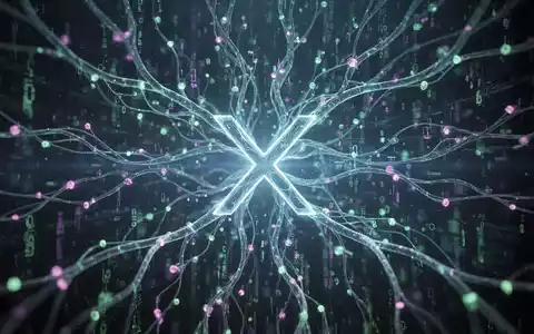 Eine futuristische, stilisierte Darstellung von KI und Daten, mit leuchtenden neuronalen Pfaden und Datenpunkten, die auf ein zentrales 'X' zulaufen. - Foto: über boerse-global.de