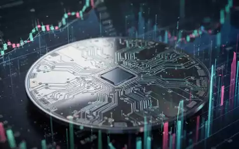 Nahaufnahme einer hochmodernen Siliziumwafer mit komplexen Schaltkreisen, die Licht reflektiert, im Hintergrund verschwommene Wachstumsdiagramme. - Foto: über boerse-global.de