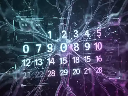 A glowing digital clock interface with scheduled tasks, overlaid on a background of interconnected lines representing AI neural networks. - Foto: über boerse-global.de