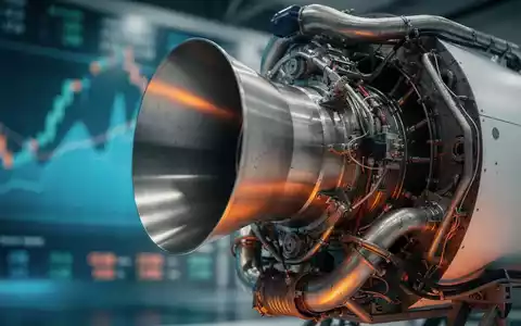 Nahaufnahme eines SpaceX Falcon 9 Raketentriebwerks mit verschwommenen Finanzcharts und digitalen Börsendaten im Hintergrund. - Foto: über boerse-global.de
