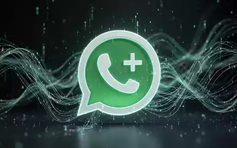 A stylized WhatsApp icon, subtly enhanced with a 'Plus' symbol, set against a backdrop of flowing digital lines. - Foto: über boerse-global.de