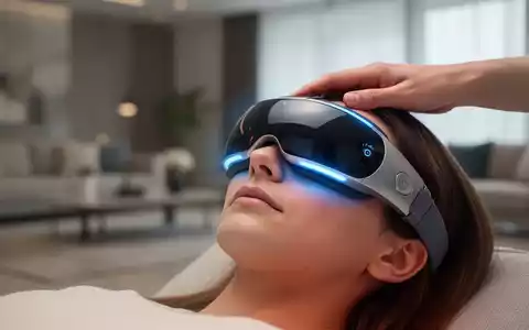 Eine Hand platziert ein modernes Augenmassagegerät auf einem Gesicht, das Wärme und Kühlung kombiniert. - Foto: über boerse-global.de