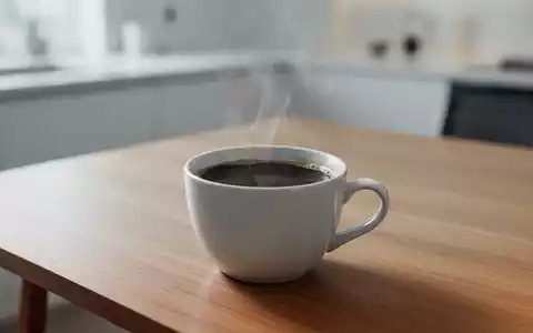 Eine Nahaufnahme einer dampfenden Tasse schwarzen Kaffees auf einem Holztisch, mit unscharfem Hintergrund. - Foto: über boerse-global.de