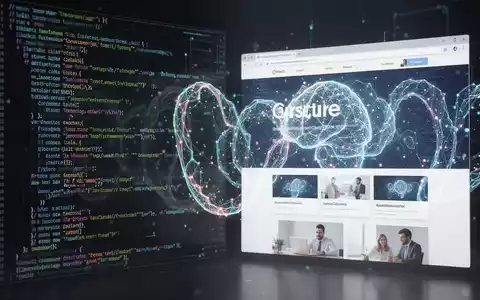Digital interface showing code evolving into a website with AI elements, symbolizing no-code development. - Foto: über boerse-global.de