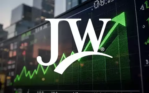Ein stilisierter Börsenticker zeigt grüne Aufwärtstrends an, mit einem unscharfen Hintergrund eines modernen Bürogebäudes. - Foto: über boerse-global.de