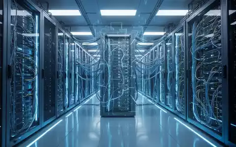 A futuristic server room with glowing blue light and sleek supercomputers, symbolizing India's advanced AI infrastructure and growth. - Foto: über boerse-global.de