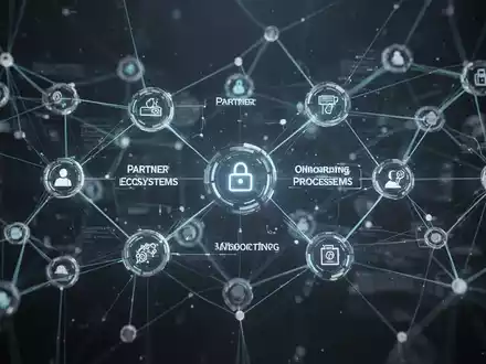Abstraktes digitales Netzwerk mit leuchtenden Knotenpunkten, das die Integration von Partnern und Mitarbeitern symbolisiert. - Foto: über boerse-global.de