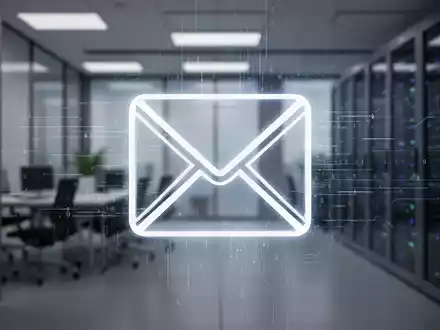 Ein stilisiertes, leuchtendes E-Mail-Symbol, umgeben von digitalen Linien und Binärcode, vor einem verschwommenen technologischen Hintergrund. - Foto: über boerse-global.de