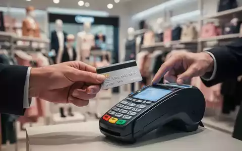 Eine Hand hält eine Kreditkarte zögernd vor ein Bezahlterminal, im Hintergrund verschwommene Ladenregale. - Foto: über boerse-global.de