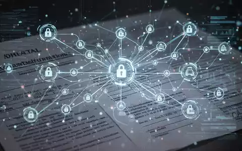 Abstrakte Darstellung einer digitalen Lieferkette mit vernetzten Knotenpunkten und Datenströmen, die Haftung und Steuerthemen symbolisieren. - Foto: über boerse-global.de