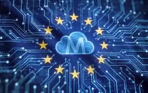 Stylized blue circuit board with an EU flag overlay, hinting at digital regulation and cloud computing oversight. - Foto: über boerse-global.de