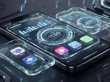 A stylized smartphone display with glowing, translucent UI elements representing new software features and performance improvements. - Foto: über boerse-global.de