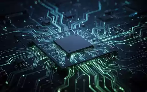 Nahaufnahme eines stilisierten Mikrochips mit leuchtenden Schaltkreisen vor einem dunklen, technologisch anmutenden Hintergrund. - Foto: über boerse-global.de