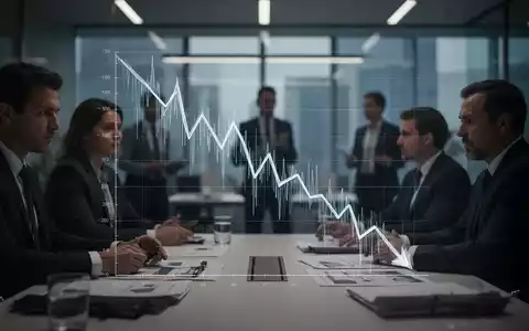 Abstrakte Darstellung eines fallenden Finanzdiagramms vor dem Hintergrund eines modernen Büros, das Sparmaßnahmen und Verhandlungen symbolisiert. - Foto: über boerse-global.de