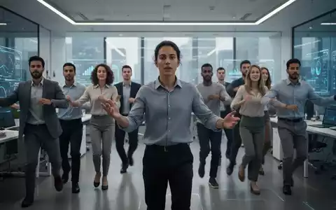 Eine Gruppe von Menschen arbeitet synchron in einem modernen Büro, eine Person gibt subtil den Rhythmus vor. - Foto: über boerse-global.de