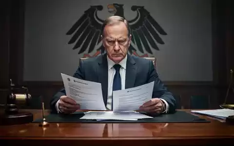 Eine Hand blättert in einem offiziellen Dokument, auf einem Tisch sind weitere Papiere und eine stilisierte Adlerfigur. - Foto: über boerse-global.de