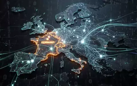 Eine stilisierte, leuchtende Europakarte aus Leiterplatten mit digitalen Verbindungen zwischen Deutschland und Frankreich, die digitale SouverĂ€nitĂ€t symbolisiert. - Foto: ĂŒber boerse-global.de