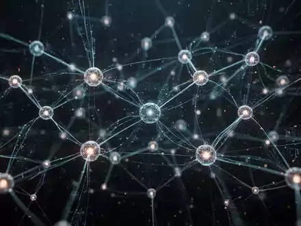 Abstrakte digitale Netzwerkverbindungen mit leuchtenden Knoten und Linien, die künstliche Intelligenz und dezentrale Systeme symbolisieren. - Foto: über boerse-global.de