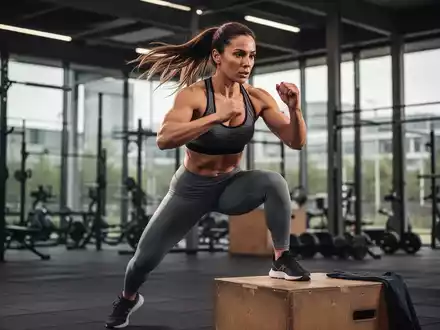 Eine Frau in Sportkleidung führt eine Kraftübung in einem Fitnessstudio aus, die auf die Verbesserung der Laufleistung abzielt. - Foto: über boerse-global.de