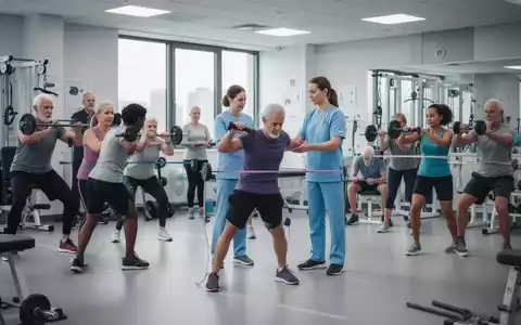Menschen unterschiedlichen Alters trainieren in einem modernen Fitnessstudio unter Anleitung, um Kraft und Mobilität zu verbessern. - Foto: über boerse-global.de