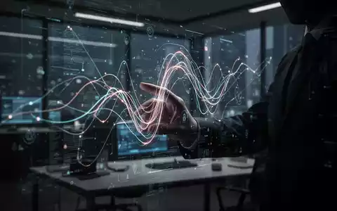 A shadowy figure's hand interacts with a glowing holographic interface, symbolizing AI-driven cybercrime and sophisticated fraud. - Foto: über boerse-global.de