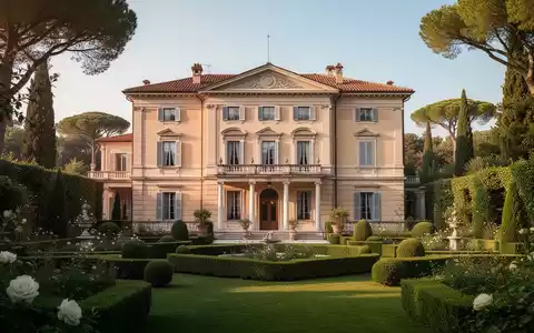Eine elegante historische Villa, umgeben von gepflegten Gärten, die Ruhe und Luxus ausstrahlt. - Foto: über boerse-global.de