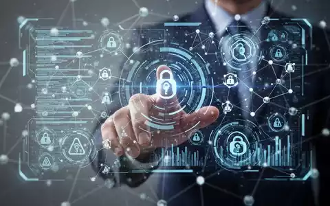 Eine Hand interagiert mit einer holografischen Benutzeroberfläche, die Datenströme und Regulierungssymbole anzeigt, um KI-Governance darzustellen. - Foto: über boerse-global.de