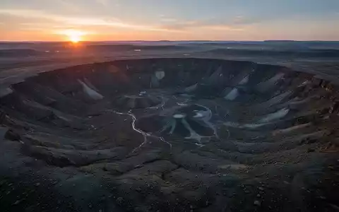 Luftaufnahme eines weitläufigen, unberührten Naturbeckens in der Abenddämmerung, das auf Energieressourcen hindeutet. - Foto: über boerse-global.de