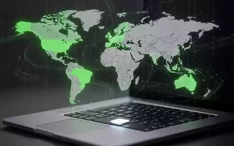A digital world map with some regions highlighted, while others are greyed out, with a laptop keyboard in the foreground. - Foto: über boerse-global.de