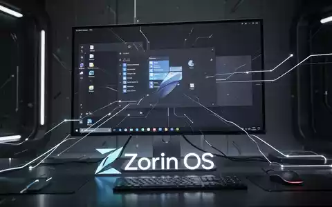 A stylized Zorin OS logo with glowing lines connecting to a computer monitor displaying a clean, modern operating system interface. - Foto: über boerse-global.de