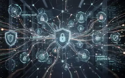 Abstract digital network with glowing lines and nodes, symbolizing enterprise AI agents, data streams, and secure funding for technological advancements. - Foto: über boerse-global.de