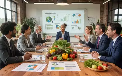 Eine Gruppe von Fachleuten diskutiert an einem Tisch, umgeben von Diagrammen und frischen Pflanzen, die Biodiversität und Unternehmensstrategien symbolisieren. - Foto: über boerse-global.de