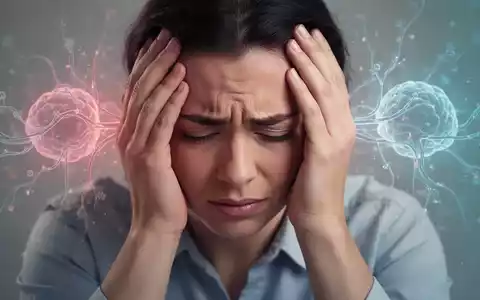 HĂ€nde halten den Kopf einer Person, die Schmerz oder Stress ausdrĂŒckt, mit abstrakten Elementen im Hintergrund. - Foto: ĂŒber boerse-global.de