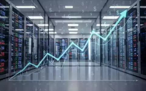 Eine stilisierte Finanzgrafik mit einem Aufwärtstrend, überlagert von digitalen Währungssymbolen, vor einem modernen Handelsraumhintergrund. - Foto: über boerse-global.de