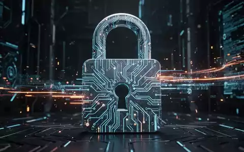 A glowing digital padlock with circuit board patterns, symbolizing cybersecurity and data protection. Data streams flow in the background. - Foto: über boerse-global.de