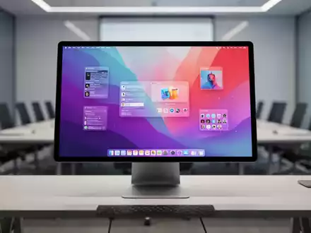 Sleek touchscreen monitor displaying a vibrant interface, with a stylus resting nearby, in a modern office or conference setting. - Foto: über boerse-global.de