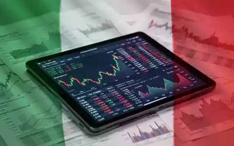 Finanzdokumente und Charts mit italienischen Flaggenfarben, die eine bedeutende Banktransaktion und Aktiendaten auf einem Tablet darstellen. - Foto: über boerse-global.de