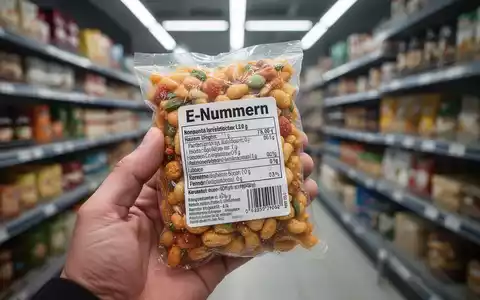 Eine Nahaufnahme einer Hand, die ein verarbeitetes Lebensmittel mit sichtbarem Zutatenetikett vor dem unscharfen Hintergrund eines Supermarktgangs hält. - Foto: über boerse-global.de