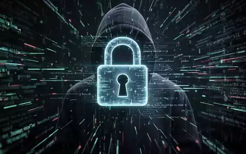 Eine Nahaufnahme von Händen, die auf einer Computertastatur tippen, mit leuchtenden Codezeilen und einem stilisierten Schloss-Symbol, das Cybersicherheit darstellt. - Foto: über boerse-global.de
