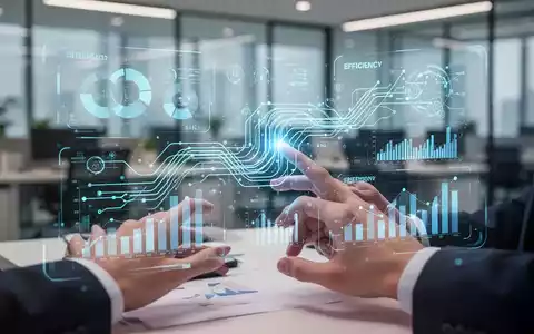 Hände interagieren mit einer holografischen Anzeige in einem modernen Büroumfeld, symbolisierend Lean-Prinzipien und digitale Effizienz. - Foto: über boerse-global.de