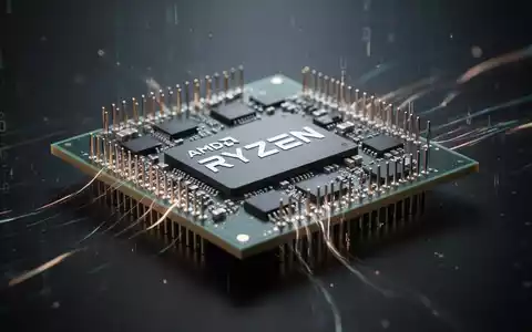 A close-up, abstract shot of an AMD Ryzen CPU, highlighting its intricate design and the concept of data security. - Foto: über boerse-global.de
