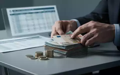 Hände sortieren Euro-Banknoten und Münzen auf einem Schreibtisch, mit einer unscharfen Finanzübersicht im Hintergrund. - Foto: über boerse-global.de
