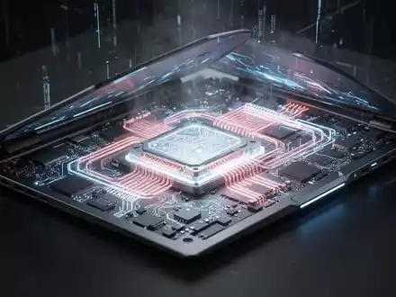 A futuristic laptop with visible, glowing internal cooling components, highlighting advanced thermal management technology inside a sleek design. - Foto: über boerse-global.de