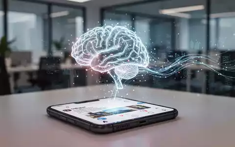 A glowing AI brain icon overlaid on a smartphone showing an Instagram feed, symbolizing AI integration in social media automation. - Foto: über boerse-global.de
