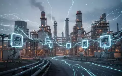 Eine moderne Zementfabrik bei Sonnenuntergang mit digitaler Infrastruktur und intelligenten Stromzählern, die Energieeffizienz symbolisieren. - Foto: über boerse-global.de