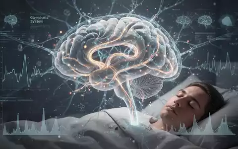 Eine stilisierte Darstellung von Gehirnaktivität und neuronalen Netzwerken während des Schlafs, mit leuchtenden Pfaden, die das glymphatische System symbolisieren. - Foto: über boerse-global.de