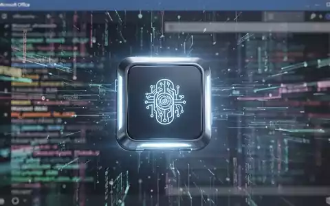A glowing, futuristic AI button integrated into a blurred digital interface, representing Microsoft Copilot in Office. - Foto: über boerse-global.de