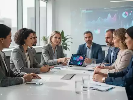 Eine Gruppe von Psychotherapeuten und Coaches diskutiert in einem modernen Konferenzraum über neue Ansätze in der Humanistischen Psychotherapie. - Foto: über boerse-global.de