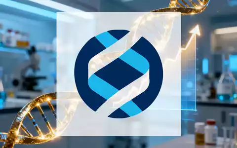 Eine stilisierte, beleuchtete DNA-Helix verschmilzt mit einem aufsteigenden Börsenchart, vor einem unscharfen Laborhintergrund. - Foto: über boerse-global.de